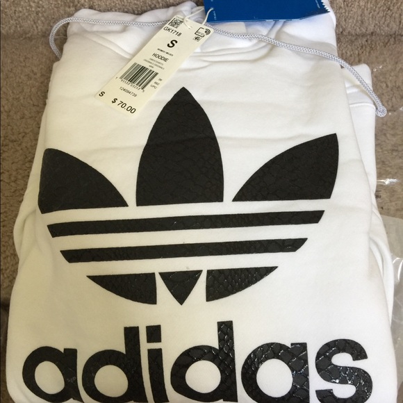 New adidas trefoil big logo white hoodie loose fit - Picture 6 of 8
